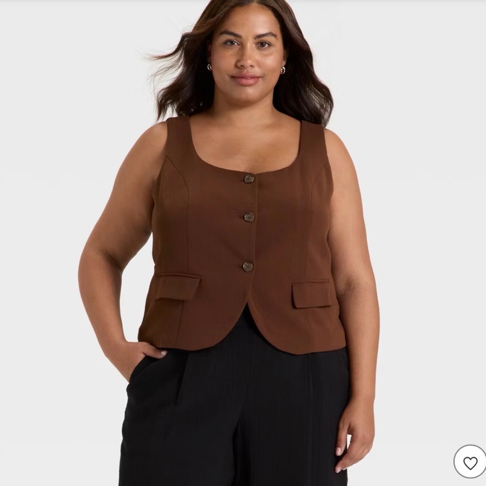 Signature Crepe Scoop Vest - A New Day in Brown XS